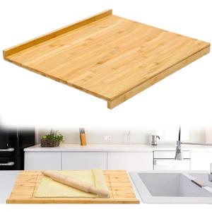Reversible Bamboo Pastry Board, Large Bamboo Wooden Cutting Board with Counter Edge Reversible Pastry Board for Kitchen Chopping Board Butcher Block with Lip for Counter Table Top