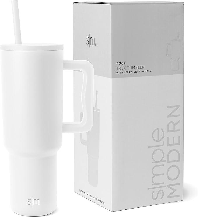 Simple Modern 40 oz Trek Tumbler with Handle and Straw Lid | Cup Holder Friendly Insulated Stainless Steel Travel Mug