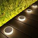 Lacasa Solar Deck Lights, 4 Pack 30LM Outdoor Solar Powered Step Lights, LED Dock Lights Natural White 4000K Light up All Night IP68 Waterproof Auto ON/Off for Garden Stairs Driveway Pathway Lighting