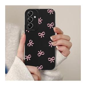 Pink Bow Phone Case for Samsung Galaxy A35 5G Case Cute Ribbon Bowknot Pattern Aesthetic Funda,Raised Bumper Shockproof Silicone TPU Cover for Women Girls for Samsung A35 6.6 Inch