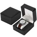 BAOPEND PU Leather Watch Gift Box, Premium Single Watch Holder Case for Women Men, Watch Storage Organizer Display Boxes with Cushion (Black)