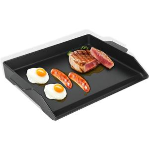 18.6"x14" Pre-Seasoned Cast Iron Griddle, Flat Top Grill Plate for Camping | 19.2lb heavy-duty cast iron griddle fits most grills/stoves; pre-seasoned nonstick; high sidewalls; side handles.