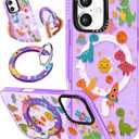Toycamp for iPhone 16 Plus Case Compatible with Magsafe - Cute Design 360 Magnetic Ring Holder Stand Kickstand Funny Space Dinosaur Girly Pretty Fashion TPU Phone Covers for Women Tenn Girls