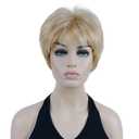 Lydell 6" Short Straight Layered Shaggy Full Synthetic Wig Classic Cap (24H613 Blonde Highlights)