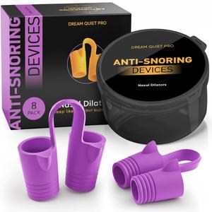 Anti Snoring Devices â€“ Nasal Dilators  Nose Clips for Snore Relief & Better Sleep â€“ Comfortable Silicone Snore Stopper â€“ Anti Snoring Nose Vents â€“ 8 Pack (Purple)
