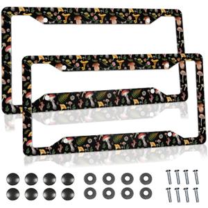 Mushroom License Plate Frame Funny Dragonfly License Plate Frame Car Aluminum Accessories Cars Decor with 2 Holes and Screws Fits Standard US Vehicles Size
