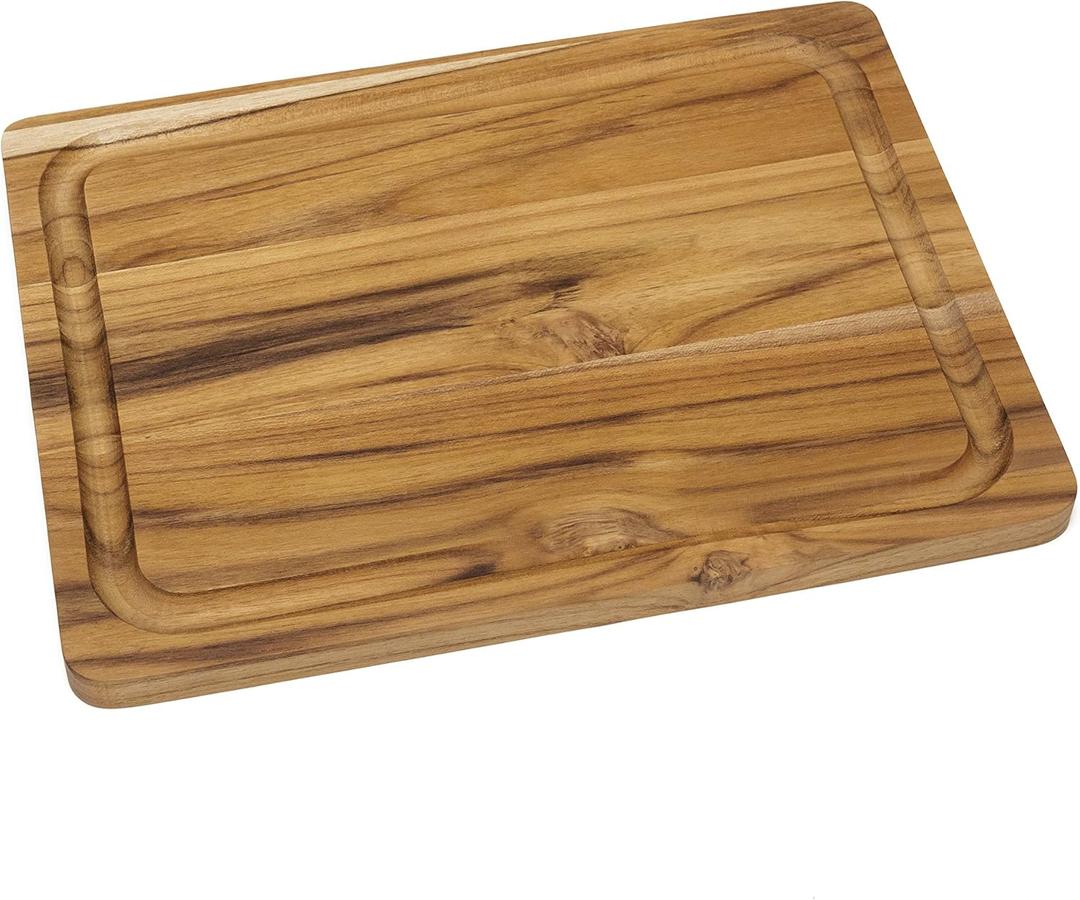 Lipper International 7215 Teak Wood Edge Grain Kitchen Cutting and Serving Board, Small, 12" x 9" x 5/8"
