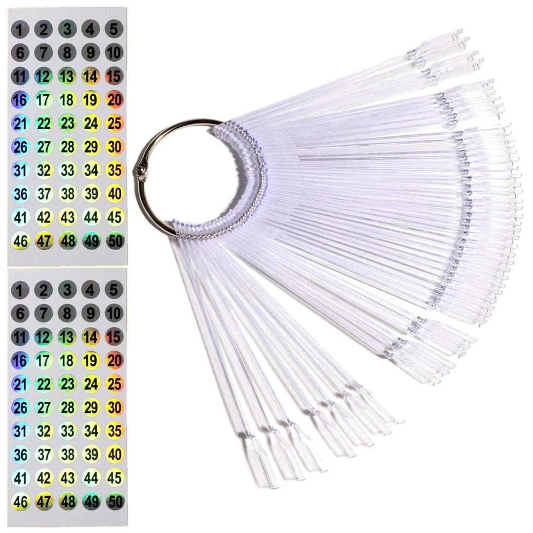 Nail Swatch Sticks with Ring for Nail Color Display Nail Art Supplies Nail Practice Samples (50pcs, transparent) (50 Count (Pack of 1))