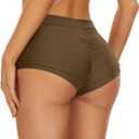 Annbon Ruched Scrunch Butt Bikini Bottoms Mid Rise boy Short Swim Bottoms Bathing Suit Bottoms for Women Full Coverage Large