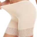 Women's Cooling Slip Shorts for Under Dresses Anti Chafing Shorts - 4-Way Stretch Nylon, Stay-Put Lace, Thin Waist, Large
