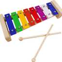 Xylophone for Kids,Glockenspiel with 2Child Safe Mallets 8Notes Diatonic,Colorful Metal Bars with Educational Development Musical,Xylophone for Toddlers,Kid Toy as Holiday/Birthday DIY Id