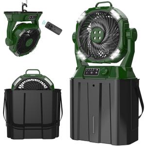 Portable Misting Fans - 6L Water Tank, 20000mAh Rechargeable Outside Water Fans with Remote Control, LED Light Adjustable Spray Mister Fan with Hook/Bucket, Misters for Outdoor Patio/Camping