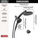 Delta 6-Setting PivotPro 3-in-1 Combination Shower Head with ProClean Spray, Matte Black Round Shower Head Rainfall with Handheld Spray, 1.75 GPM, Matte Black 75649BL