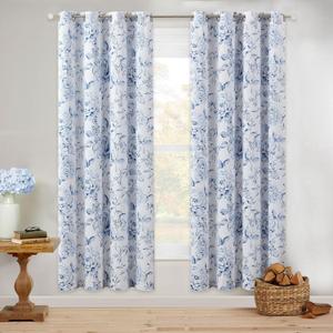 Beauoop Floral 100% Blackout Curtains 72 Inches Long 2 Panels for Bedroom Living Room Pink White Farmhouse Dusty Rose Flower Patterned Room Darkening Thermal Grommet Window Treatments Drapes, 50X72