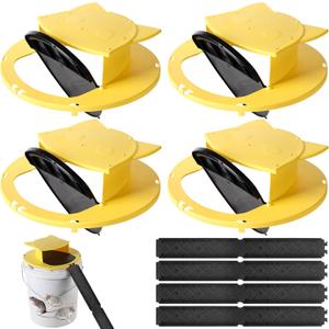 4 Pack Mouse Rat Trap Bucket, 5 Gallon Mouses Rats Traps Indoor for Home, Bucket Lid Rat Traps Indoor Outdoor, Reusable Mouse Catching Tool[5 Gallon Bucket is NOT Included]