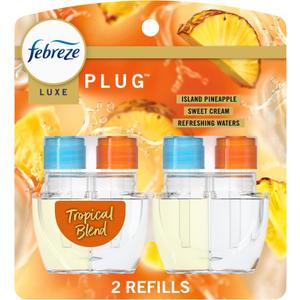 Febreze Plug In Air Freshener, Odor-Fighting Scented Oil Refill, Tropical Blend Scent, 2 Refill
