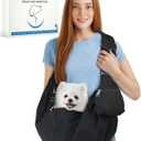 Small Dog Front Carrier Sling for 5-15lbs Dogs or Cats, Puppy Sling with Adjustable Straps and Pocket, Dog Pouch Carrier for Travel Outdoor Hands Free, Portable Large Capacity Pet Bag, Black