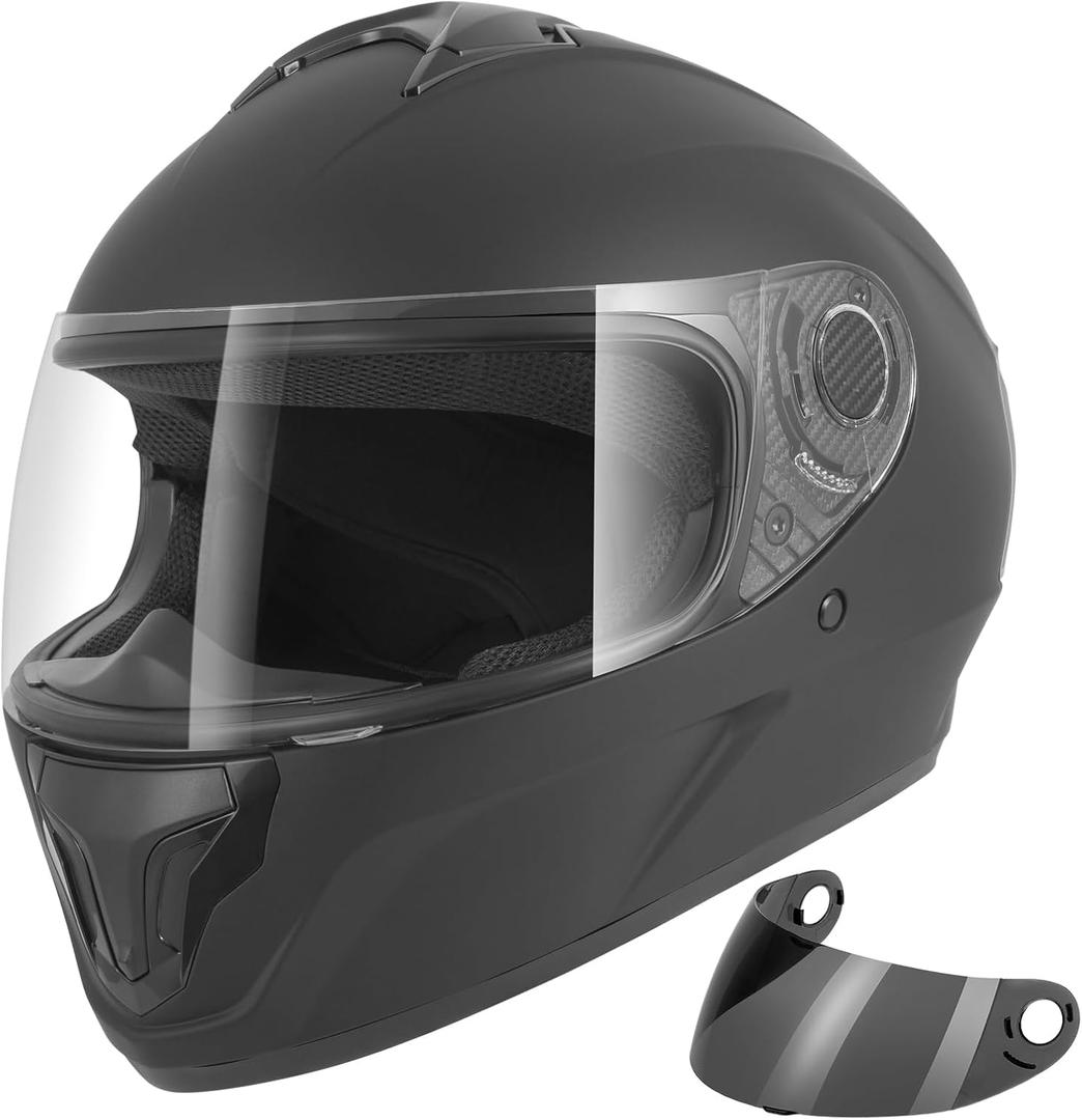 Spark Adults Full Face Motorcycle Helmet for Street Bike - DOT Certified Motorcycle Helmets with Advanced Ventilation & Quick Release, Lightweight ABS Shell for Commuting & Touring