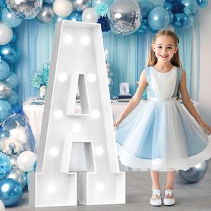 Ledido 4FT Marquee Light Up Letters A, Big Marquee Letters 4 Feet Tall for Birthday Decorations Large Light Up Letters for Party Wedding Graduation Baby Shower Anniversarty Decor