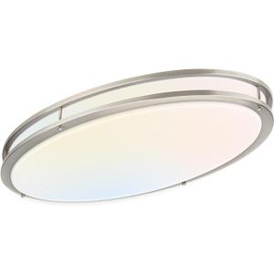 DAKASON 32In Oval LED Flush Mount Light for Kitchen/Living Room, 50W Large LED Ceiling Light Fixture, 3500K/4000K/5000K Adjustable, Dimmable for Dining Room/Bedroom (Brushed Nickel)
