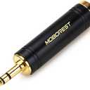 MOBOREST 3.5mm to 1/4'' Stereo Pure Copper Adapter, 1/8'' (3.5mm) Male Plug to 1/4'' (6.35mm) Jack Female Socket Adapter for Headphone Amp Adapte Black -1PCS