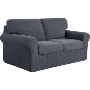 SUBRTEX 5 Piece Stretch Loveseat Slipcover,Couch Cover for 2 Cushion Washable Sofa Cover with Individual Backrest Cushion Covers for Living Room(Medium,Gray) 