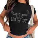 Cowgirl Outfits for Women Crop Tops for Teen Girl Y2k Clothes (Black, M)