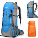King'sGuard 70L Hiking Backpack with Rain Cover Lightweight Travel Backpack Waterproof Camping Backpack (Army Green)