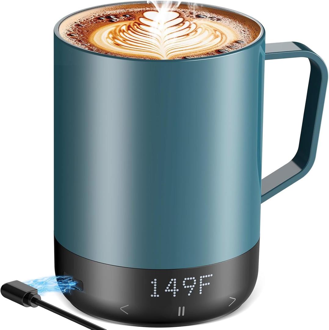 Magnetic Charging Cordless Self Heating Coffee Mug for Dad, Fast Heating & High Temperature 14Oz Smart Coffee Cup Warmer, 120 Mins-Hot Up to 149 Smart Mug Warmer, for Men (No APP)