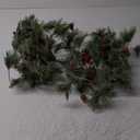 Christmas Pine Needle Garland with Lights - 6FT Battery Pre-Lit Rustic Smokey Christmas Cedar Garland with Pinecones, Red Berries, Gold Bells, Red Stars, Mixed Decors for Mantle Fireplace Door Window