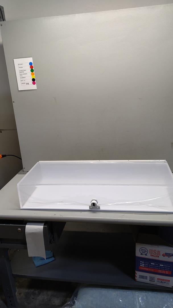 Locking Case for SC_432 Cabinet, Acrylic, Сlear Sides and Top , White Bottom and Back, Tape 36x16.3x6"