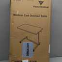 Vaunn Medical Pneumatic Adjustable Overbed Bedside Table with Wheels (Hospital and Home Use) (Black)