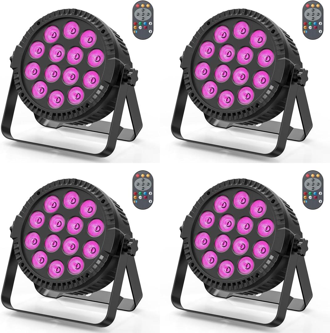Stage Lights, 4 Pack U`King LED Par Lights RGBW DJ Stage Lighting 14x6W Uplights for Events by Sound Activated and DMX Control for Wedding Church Live Show Disco Halloween Christmas Parties