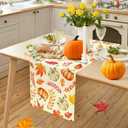 3 x ACZHHZC Pumpkin Fall Table Runner, Maple Leaf Autumn Thanksgiving Kitchen Dining Table Decorations for Home Party Decor (White Orange 3, 13x72 Inches)