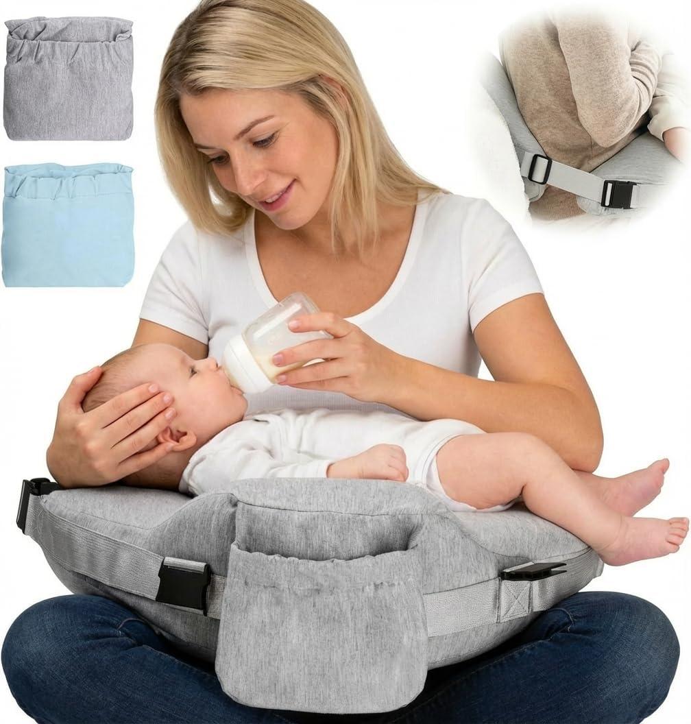 Nursing Pillow - with 2 Removable Cotton Cover and Removable Support Backrest, Firm Springy Memory Foam - Adjustable Waist Strap Large Breast Feeding Pillow, Ergonomic Support, Easier Breastfeeding