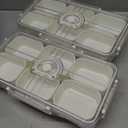 Divided Serving Tray with Lid, Snackle Box Charcuterie Container 6 Compartments Drainable Veggie Tray For Fridge, Divided Snack Tray for Party, Travel, Picnic, 2 Pack