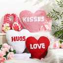 Qunclay 6 Pcs Valentines Day Heart Shaped Pillow Conversation Heart Pillow 17 x 14 Red Pink White Love Pillow Gifts Valentines Day Decor 3D Cushion for Bedroom Living Room Couch Chair Sofa , 2 White, 2 Pink, 2 Red