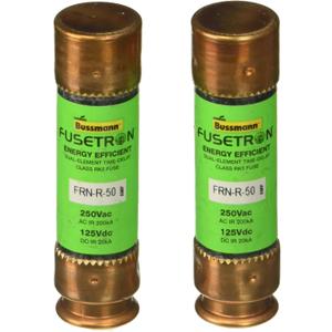 Bussmann BP/FRN-R-50 50 Amp Fusetron Dual Element Time-Delay Current Limiting Class RK5 Fuse, 250V Carded UL Listed, 2-Pack