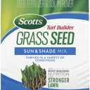 Scotts Turf Builder Grass Seed Sun and Shade Mix with Fertilizer and Soil Improver, Thrives in Many Conditions, 16 lbs.