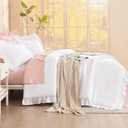 Litanika White Twin Size Comforter Sets, 3 Pieces Ruffle Farmhouse Aesthetic Bedding Comforter Sets, All Season Soft Lightweight Fluffy Microfiber Bed Set(66x90In Comforter, 1 Pillowcase)