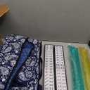 Linda Li New! - American Mahjong Set 166 Premium White Tiles, 4 All-in-One Rack/Pushers, Blue Paisley Soft Bag Classic Full Size Complete Mahjongg Set, Standard American Mah Jongg Tiles