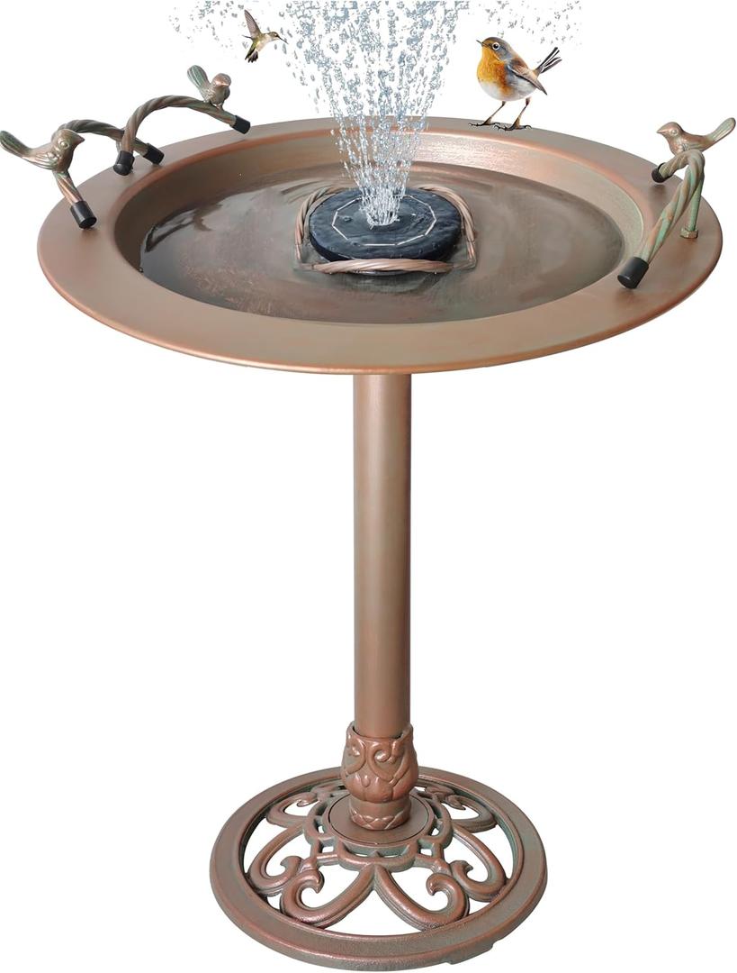 BSTGIFTS Metal Bird Bath - Iron Birdbath 28.5" H, Bird Bath for Water Fountain, Bird Feeder Bowl for Yard Patio Lawn Decor (Fountain Pump not Included)