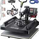 VEVOR 8 in 1 Heat Press Machine 15x15 Inch, 360 Swing Away Tshirt Press, Digital Professional Sublimation Heat Transfer for T Shirts Hat Cap Mug Plate (Black)