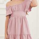 DOKOTOO KIDS Girls Elegant Ruffle Short Sleeve Back Tie Dresses 6-13 Years Old