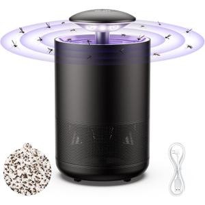 Indoor Mosquito Trap Fruit Fly Gnat Flying Insect Catcher for House Kitchen Outdoor Camping Portable UV Light Traps Plug in Lightweight Fly Control 360 Fan Bug Catching Device with 3 Glue Boards