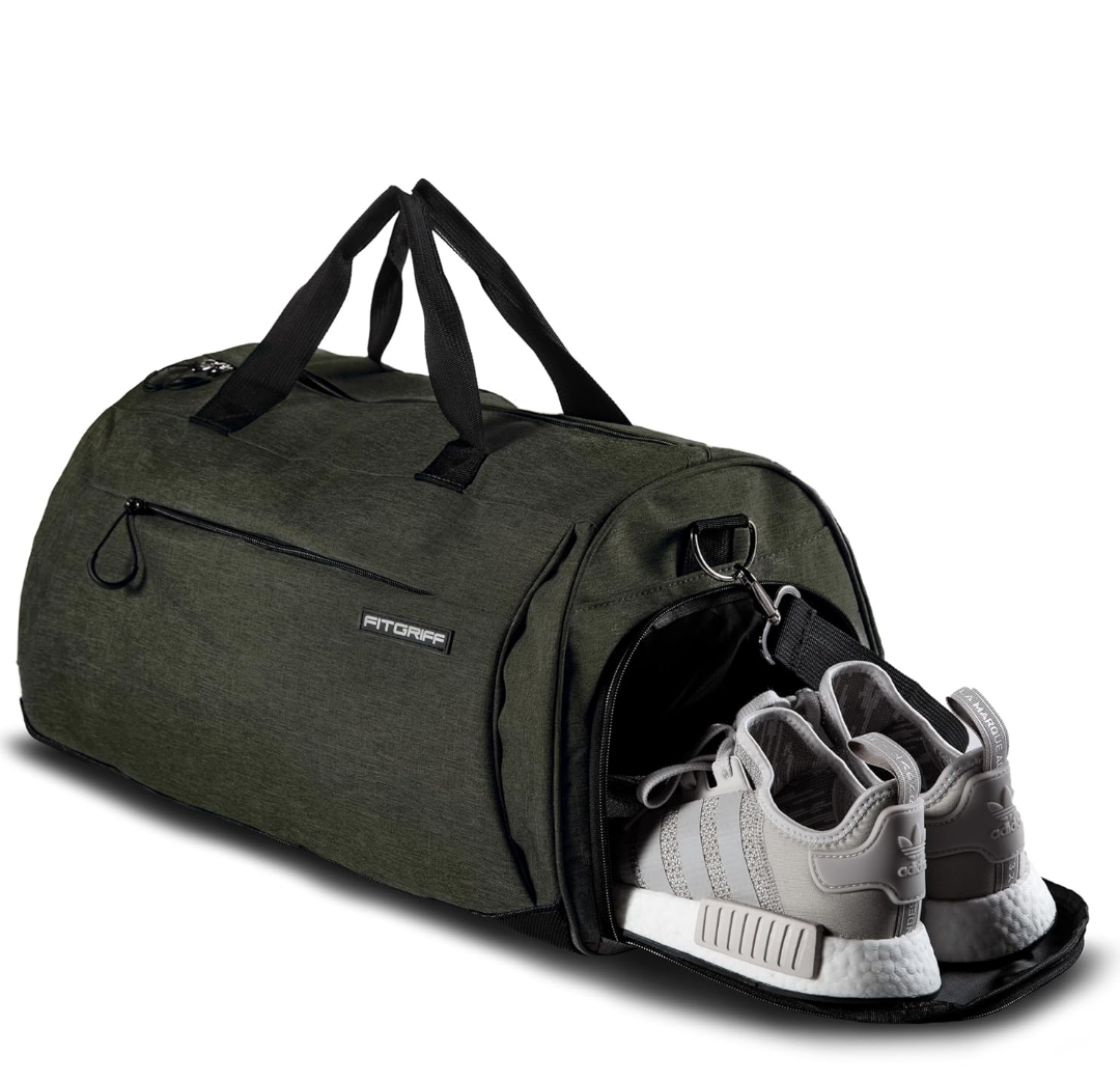 Fitgriff® Gym Bag for Men & Women with Shoe & Wet Compartment - Duffle Bag for Travel, Sports, Fitness & Workout