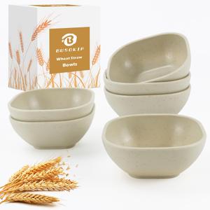 5 oz Small Wheat Straw Bowls Set of 6, Unbreakable Dipping Bowls Soy Sauce Dish, Small Dessert Bowls Snack Bowls for Kitchen, Microwave and Dishwasher Safe (Beige)