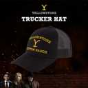 Yellowstone Trucker Hat, Adjustable Snapback Mesh Baseball Hat with Curved Brim (Midnight)