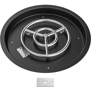 Skyflame Round Fire Pit Burner Pan Fire Bowl with Burner Ring - Drop-in Style - Made of Stainless Steel - 19 inch