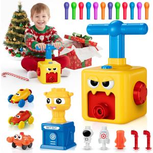Balloon Car Toy Pump Set for Kids  Ideal Holiday Gift Balloon Toy Power Launcher, Balloon Launcher for Kids, Toys (Yellow)